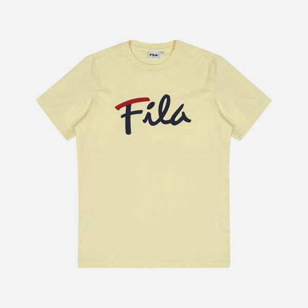 Fila Tričká Damske Žlté - Cursive Logo S/S Vypredaj - Slovakia 07529-TSHP